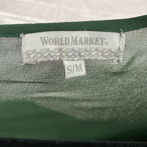 World Market Green Sheer Boho Blouse - Picture 2 of 8